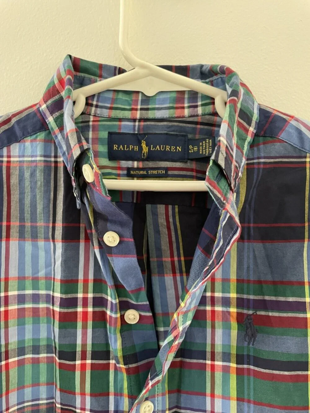 Ralph Lauren Boys 100% Cotton Multicolor Plaid Button-Down Shirt Size 8 S/P